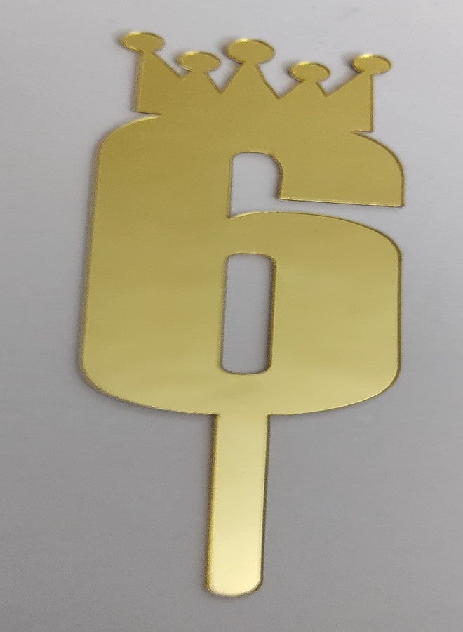 MOREL Gold Color Numerical Number SIX (6) Cake Topper for Birthday/Anniversary (Gold, 6) - Image 1